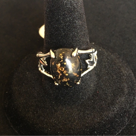 Black and Gold Sparkle Stone Fashion Ring - Picture 2 of 6